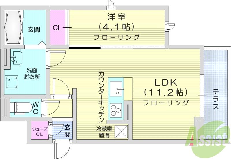 D-ROOM荒井一丁目(1LDK/1階)の間取り写真