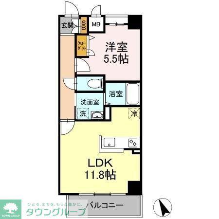 ベルファミーユ高根台II(1LDK/5階)の間取り写真