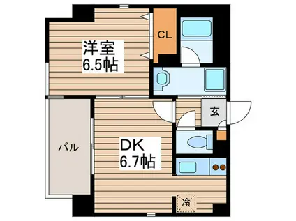 GROUND SQUARE(1DK/2階)の間取り写真