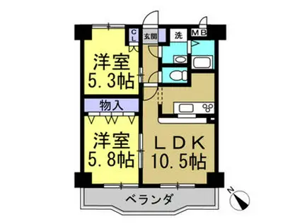 ユーライフ加家(2LDK/5階)の間取り写真
