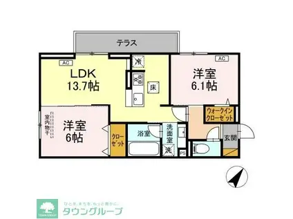 フライハイト(2LDK/1階)の間取り写真