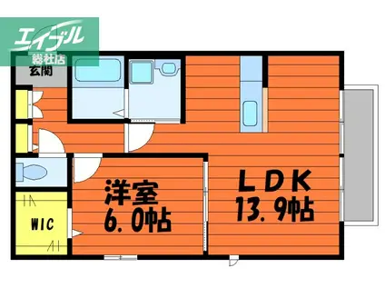 ウィステリアI(1LDK/2階)の間取り写真