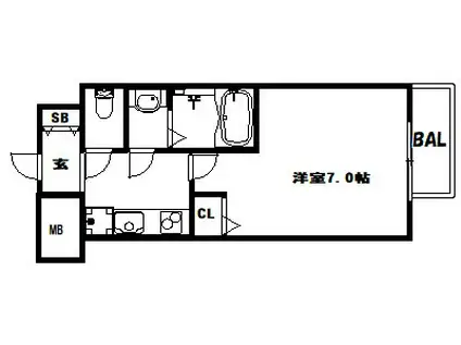 AILE岡場III(1K/1階)の間取り写真
