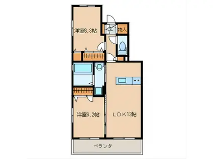 ライツェント ツヴァイ(2LDK/3階)の間取り写真