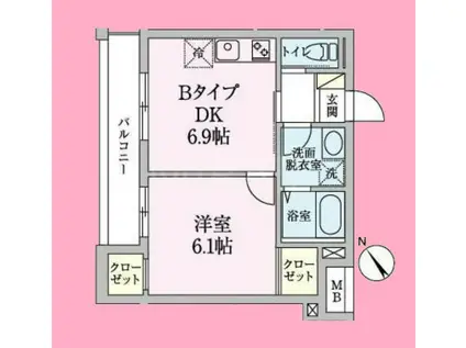 H・SII(1K/1階)の間取り写真