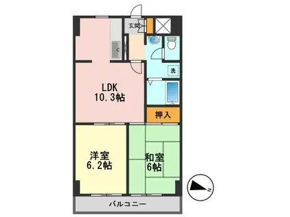 スカイフォーラム小岩(2LDK/9階)の間取り写真