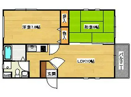 アントレデゥブリーズ(2LDK/2階)の間取り写真