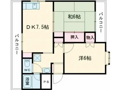 立花ハイツ(2DK/1階)の間取り写真