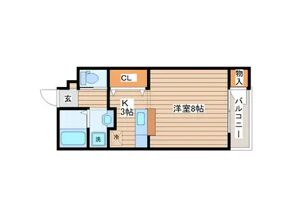 グランシャトレー(ワンルーム/2階)の間取り写真