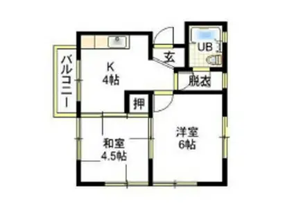 パールハイツ(2K/2階)の間取り写真