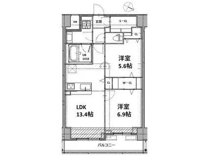 VESTA京町堀(2LDK/8階)の間取り写真