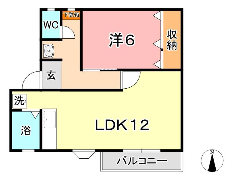 グランアムールもずII(1LDK/2階)の間取り写真