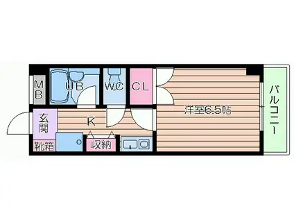 88中之島ウイング(1K/1階)の間取り写真