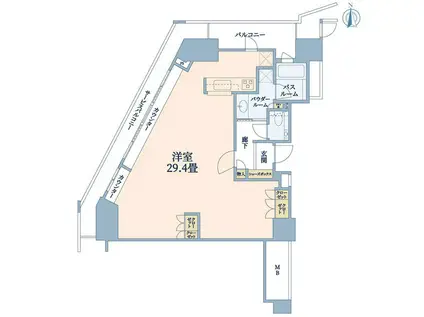 ジークレフ新神戸タワー(ワンルーム/35階)の間取り写真