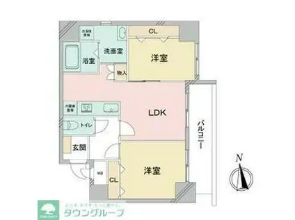 プライムコート(2LDK/4階)の間取り写真