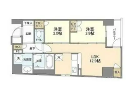 ソルレヴェンテ堀川高辻(2LDK/4階)の間取り写真