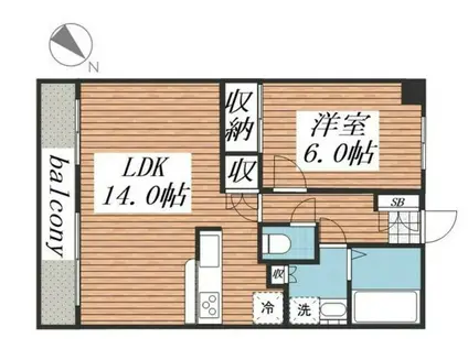エバーグリーン(1LDK/5階)の間取り写真