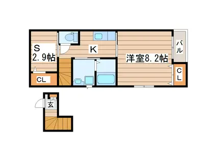 クオーレ・ドーロ(1SK/2階)の間取り写真