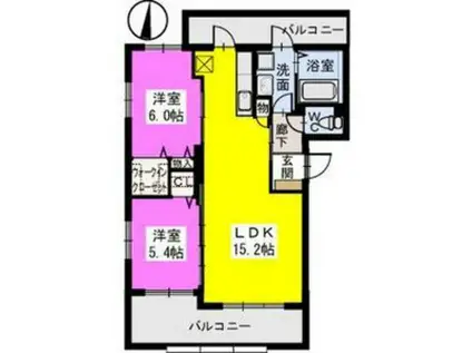 ルベルムII(2LDK/3階)の間取り写真