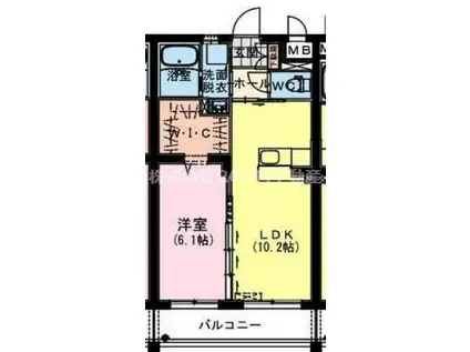 M10.若葉(1LDK/1階)の間取り写真