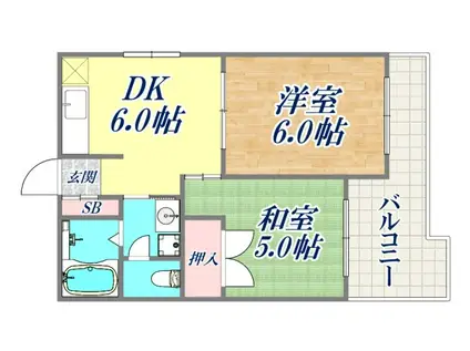 金栄ビル西館(2DK/7階)の間取り写真