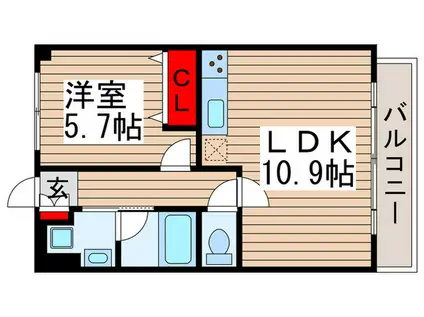 CHERIR(1LDK/4階)の間取り写真