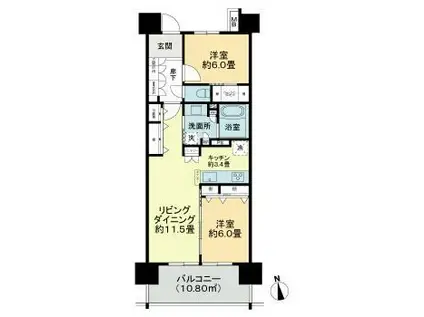 サーパス宇都宮 県庁前通(2LDK/14階)の間取り写真