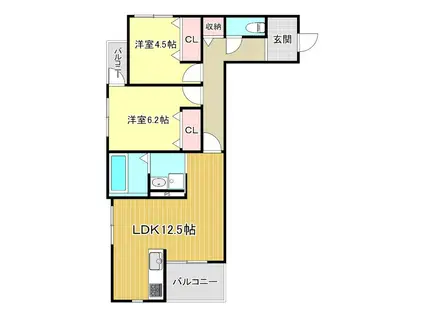 PLUME葛野三条(2LDK/2階)の間取り写真