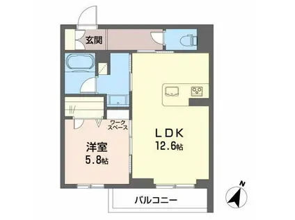 セルディーナ(1LDK/1階)の間取り写真