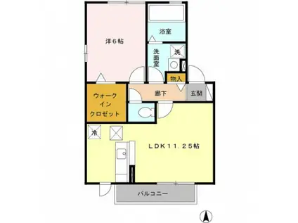 エスポワール ルナ B(1LDK/1階)の間取り写真