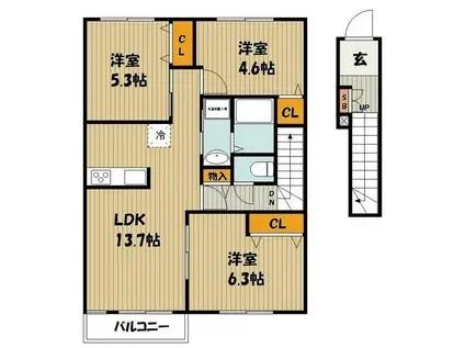 ブランドール(3LDK/2階)の間取り写真