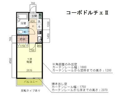 コーポドルチェII(1K/2階)の間取り写真