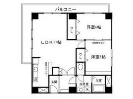 アバンダント釣鐘(2LDK/4階)の間取り写真