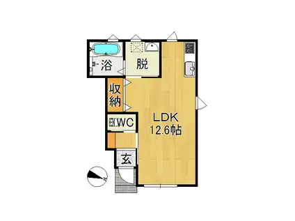 ポミエ富田B(ワンルーム/1階)の間取り写真