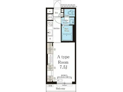 リブリ・浄心A(1K/1階)の間取り写真