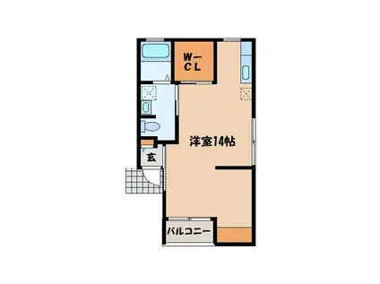 ブランシュA棟(ワンルーム/2階)の間取り写真