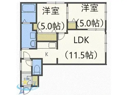 プレゼンス発寒南I(2LDK/3階)の間取り写真