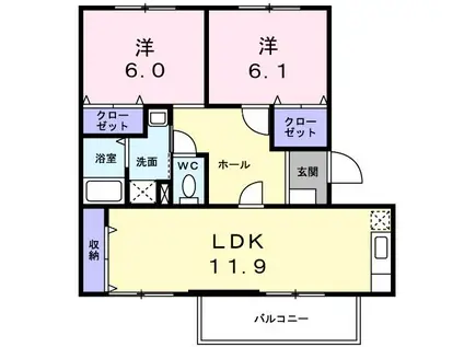 メゾンプルミエールIII(2LDK/1階)の間取り写真