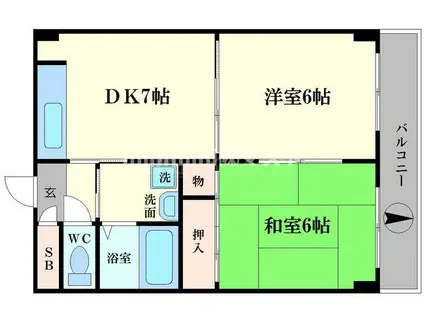 グランドマンション山田(2DK/4階)の間取り写真