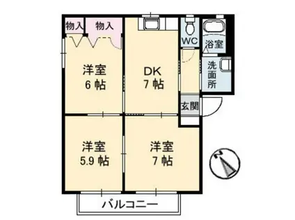 クレール丸山 II(3DK/1階)の間取り写真