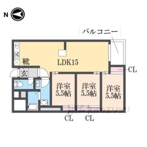 プランタンビル(3LDK/5階)の間取り写真