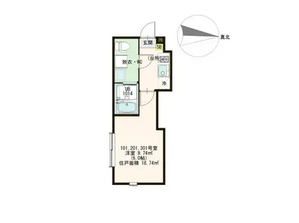 ハーモニーテラス綾瀬VII(1K/1階)の間取り写真