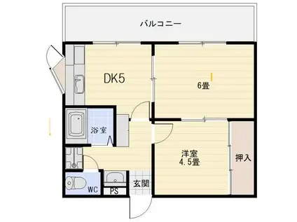 第2ヨシミツビル(2DK/4階)の間取り写真