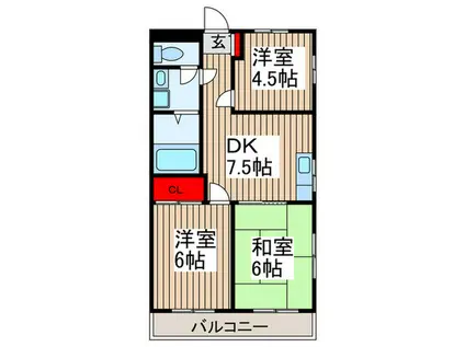 レジデンス中村第1(3DK/2階)の間取り写真