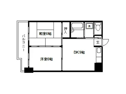 サンハイツ通町(2DK/4階)の間取り写真
