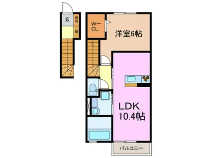 地下鉄東山線 藤が丘駅(愛知) バス乗車時間：16分 最寄りバス停で下車 徒歩1分 2階建 築11年(1LDK/2階)の間取り写真
