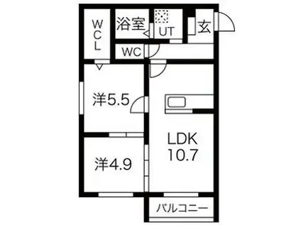 名鉄瀬戸線 三郷駅(愛知) 徒歩19分 3階建 築11年(2LDK/1階)の間取り写真