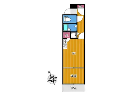 ライオンズマンション西新オレンジ通(1DK/6階)の間取り写真