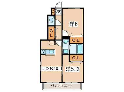 ソレイユ・クレール(2LDK/1階)の間取り写真