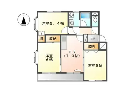 テラローザ(3DK/2階)の間取り写真